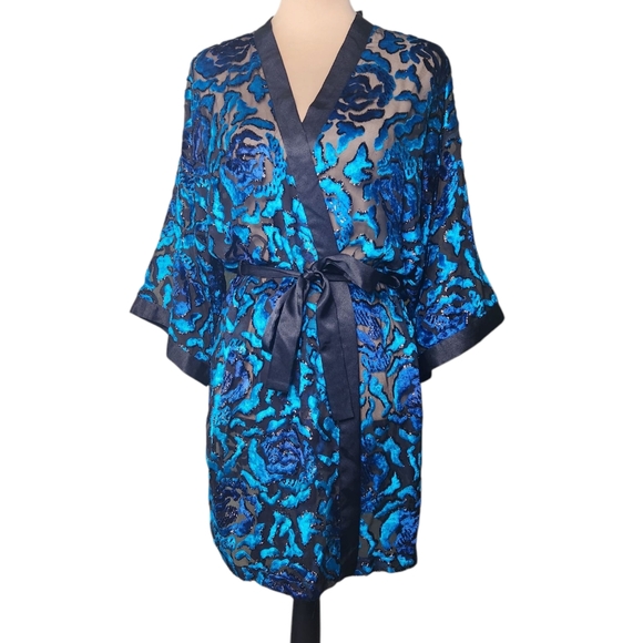 Victoria's Secret Other - Vintage 90s Victoria's Secret Gold Label Burnout Velvet Kimono Robe Whimsigoth